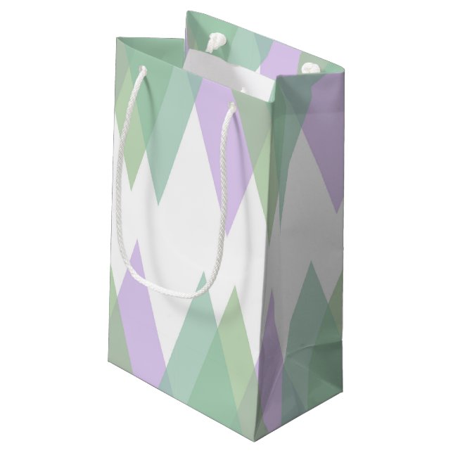 Bolsa De Regalo Pequeña Triángulos verdes y lilacos (Angulo reverso)