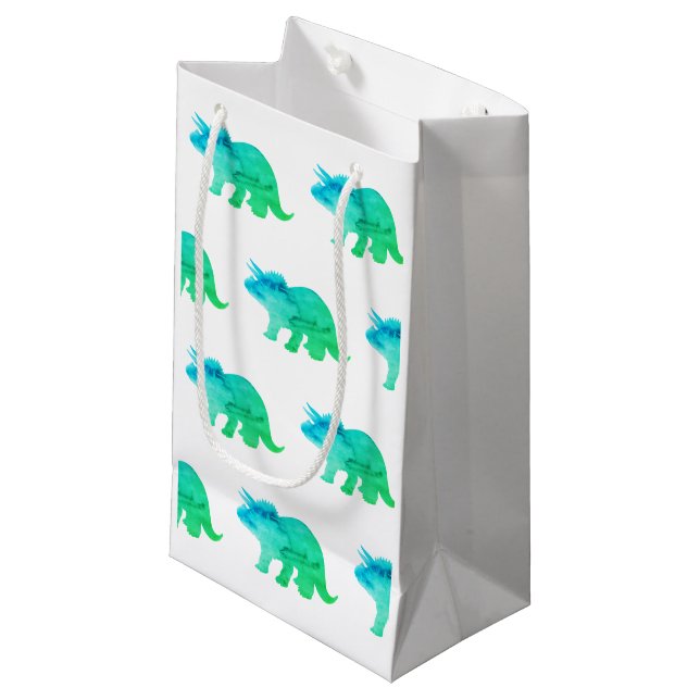 Bolsa De Regalo Pequeña Tricertops Dinosaurio Pintura Patrón Neón (Angulo Anverso)