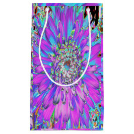 Bolsa De Regalo Pequeña Trippy Resumen Aqua, Lime Green y Purple Dahlia