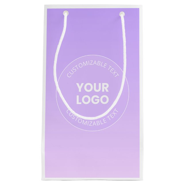 Bolsa De Regalo Pequeña Tu Logo | Gradiente Sutil Ombre Lavanda (Anverso)