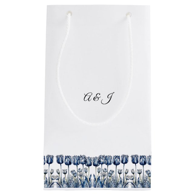 Bolsa De Regalo Pequeña Tulipanes en azul delft (Anverso)