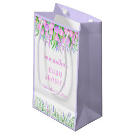 Bolsa De Regalo Pequeña Tulipanes rosados de lavanda floral de Baby Shower