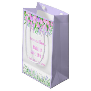 Bolsa De Regalo Pequeña Tulipanes rosados de lavanda floral de Baby Shower
