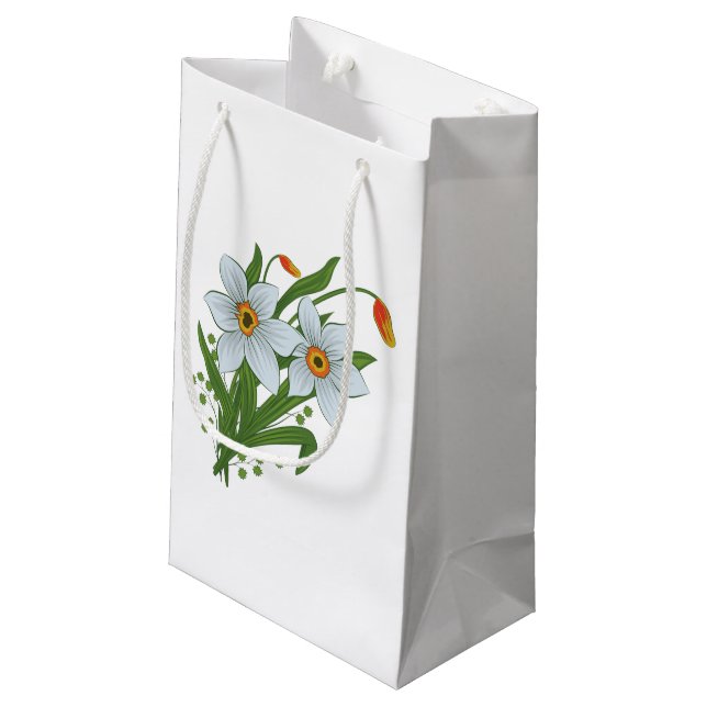 Bolsa De Regalo Pequeña Tulipanes y Narcisos Flores (Angulo reverso)