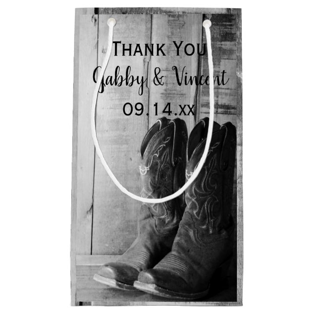 Bolsa De Regalo Pequeña Un vaquero rústico bota a Boda occidental gracias (Anverso)
