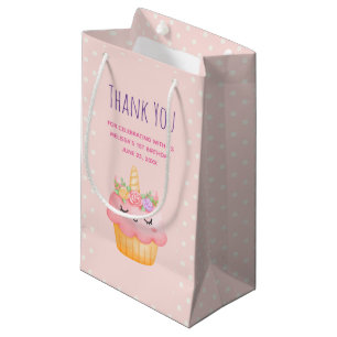 Bolsa De Regalo Pequeña Unicornio de magdalena rosa linda con rosas Gracia