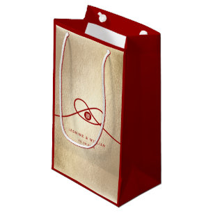 Bolsa De Regalo Pequeña Unión de nudos rojos doble felicidad Boda chino