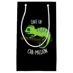 Bolsa De Regalo Pequeña Uno en Cha-Million Gracioso Chameleon Pun Dark BG