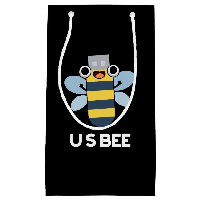 Bolsa De Regalo Pequeña US Bee Funny USB Pun Técnico Oscuro BG (Anverso)