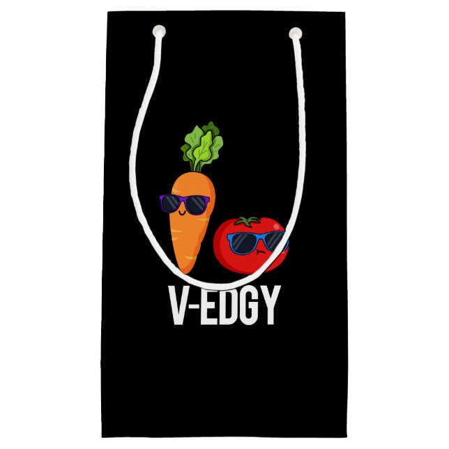 Bolsa De Regalo Pequeña V-Edgy Funny Veggie Pun Dark BG (Anverso)