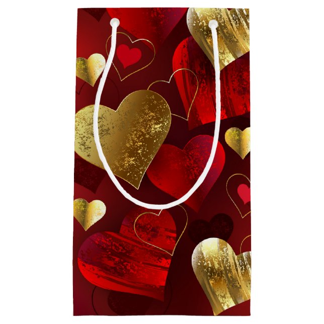 Bolsa De Regalo Pequeña Valentinas doradas y rojas (Anverso)