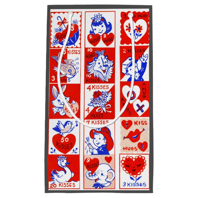 Bolsa De Regalo Pequeña Valentine Retro Love Hugs Cute Pattern (Anverso)