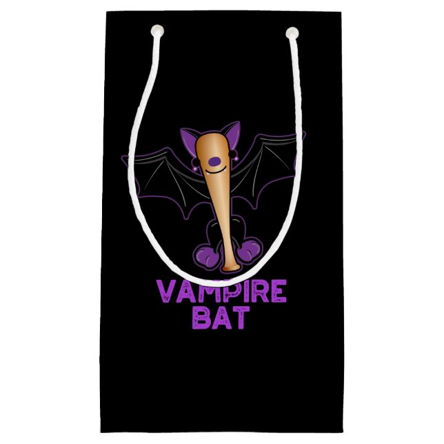 Bolsa De Regalo Pequeña Vampiro Bat Funny Béisbol Pun Dark BG (Anverso)
