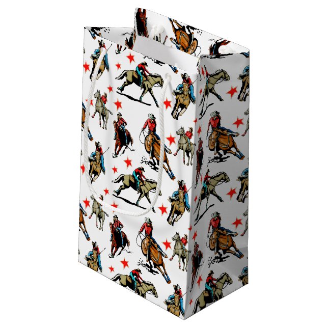Bolsa De Regalo Pequeña Vaqueras occidentales del rodeo en caballos (Angulo reverso)