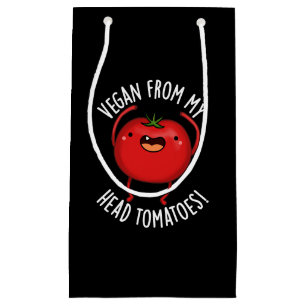 Bolsa De Regalo Pequeña Vegan De Mi Cabeza Tomates Veggie Pun Dark BG