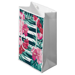 Bolsa De Regalo Pequeña Verano exótico Floral rayado