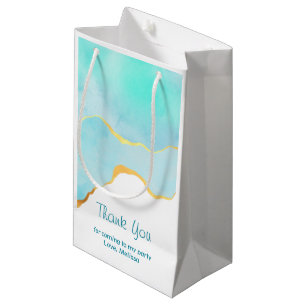Bolsa De Regalo Pequeña Verde tropical apacible con borde dorado gracias