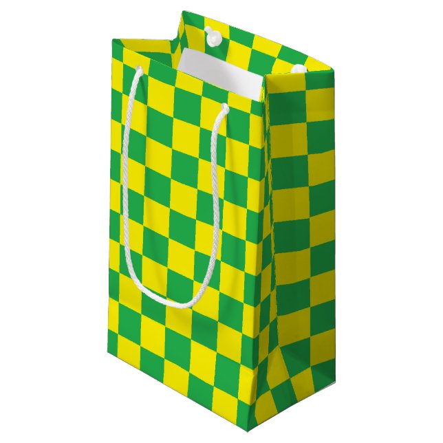 Bolsa De Regalo Pequeña Verde y amarillo a cuadros (Angulo Anverso)