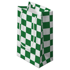 Bolsa De Regalo Pequeña Verde y Blanco Holiday Check