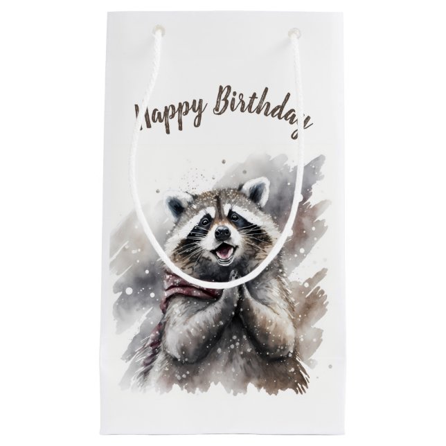 Bolsa De Regalo Pequeña Vibes de invierno Raccoon - Fiesta de cumpleaños - (Anverso)