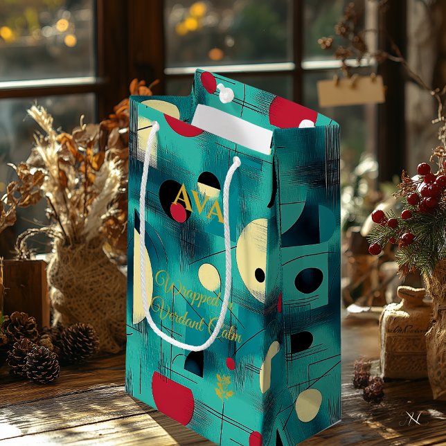 Bolsa De Regalo Pequeña Vibración geométrica verde azulada y roja Arte con (Subido por el creador)