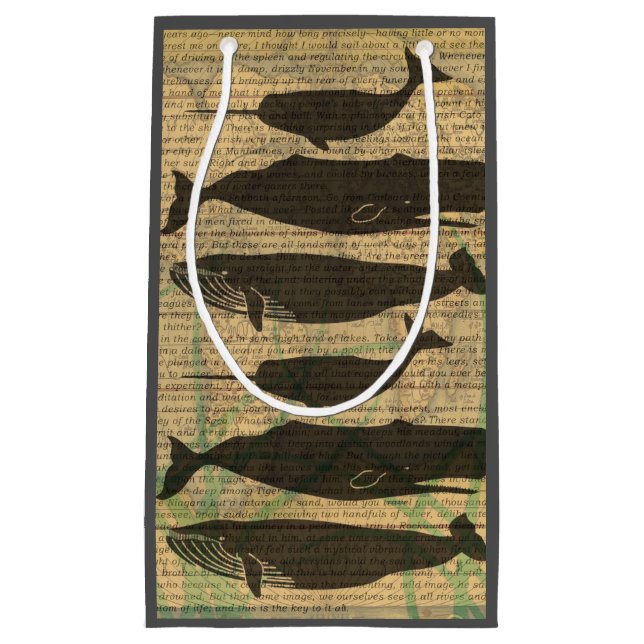 Bolsa De Regalo Pequeña Vida marina náutica de ballena antigua (Anverso)