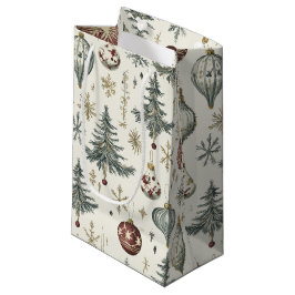 Bolsa De Regalo Pequeña Vintage Christmas Ornaments on Cream