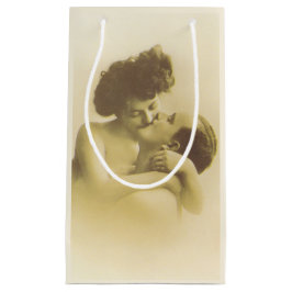 Bolsa De Regalo Pequeña Vintage love couple kissing sepia illustration
