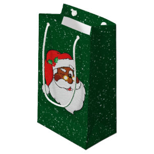 Bolsa De Regalo Pequeña Vintage que guiña arte pop negro de Santa
