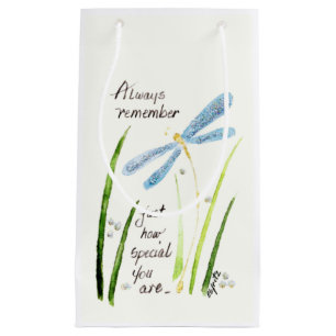 Bolsa De Regalo Pequeña Vintage Watercolor Dragonfly Recuerde siempre el t