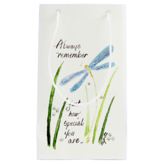Bolsa De Regalo Pequeña Vintage Watercolor Dragonfly Recuerde siempre el t