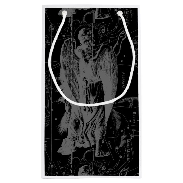 Bolsa De Regalo Pequeña Virgo Constellation Hevelius 1690 en negro (Reverso)