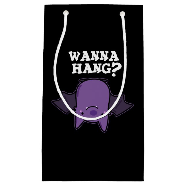 Bolsa De Regalo Pequeña Wanna Hang Funny Animal Bat Pun Dark BG (Anverso)
