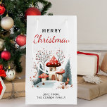 Bolsa De Regalo Pequeña Watercolor Merry Christmas Winter Woodland<br><div class="desc">Para el regalo de esta temporada festiva, esta bolsa de regalo de invierno de bosques puede ser personalizada en la parte delantera y trasera con la inclusión de su elección de texto. La 'Feliz Navidad' se puede mantener tal cual y como está o editar y puedes añadir un nombre. Cualquier...</div>