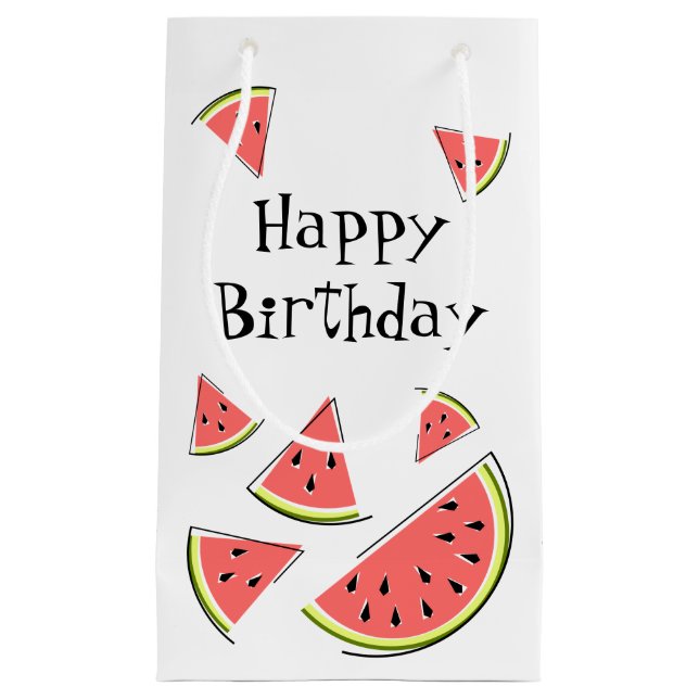Bolsa De Regalo Pequeña Watermelon Pieces Feliz cumpleaños (Anverso)