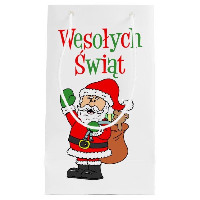 Bolsa De Regalo Pequeña Wesolych Swiat Y Los Navidades Santa Polacos Peque (Anverso)