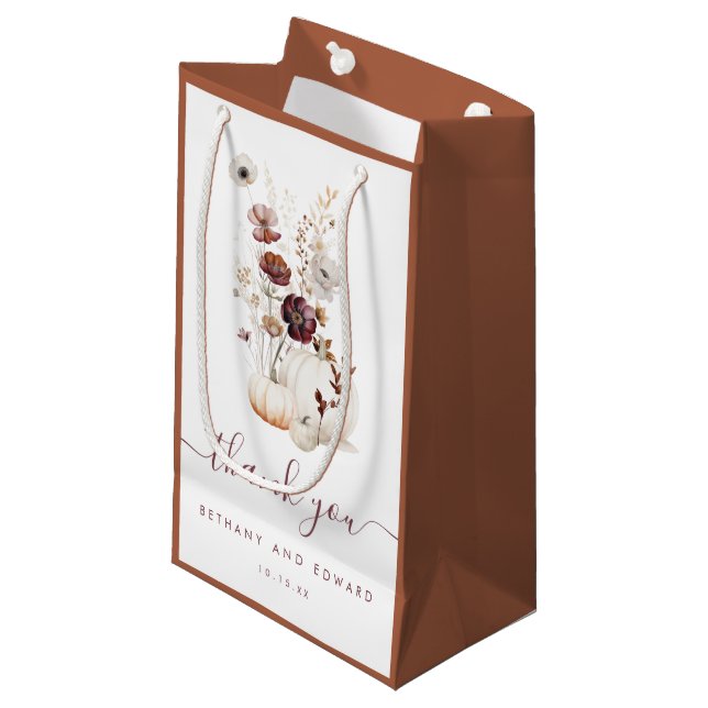 Bolsa De Regalo Pequeña Whimsical Autumn Floral Wedding Favor (Angulo Anverso)