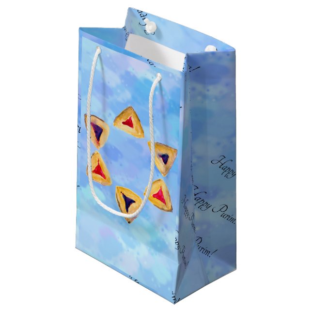 Bolsa De Regalo Pequeña Whimsical Hamantaschen Happy Purim Gift Bag (Angulo Anverso)