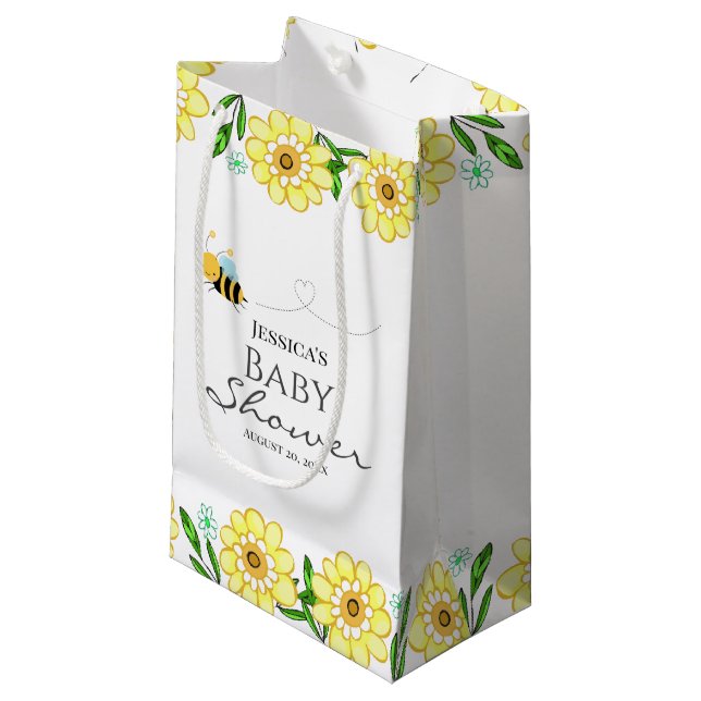 Bolsa De Regalo Pequeña Whimsical Sweet Honey Bee Baby Shower (Angulo Anverso)