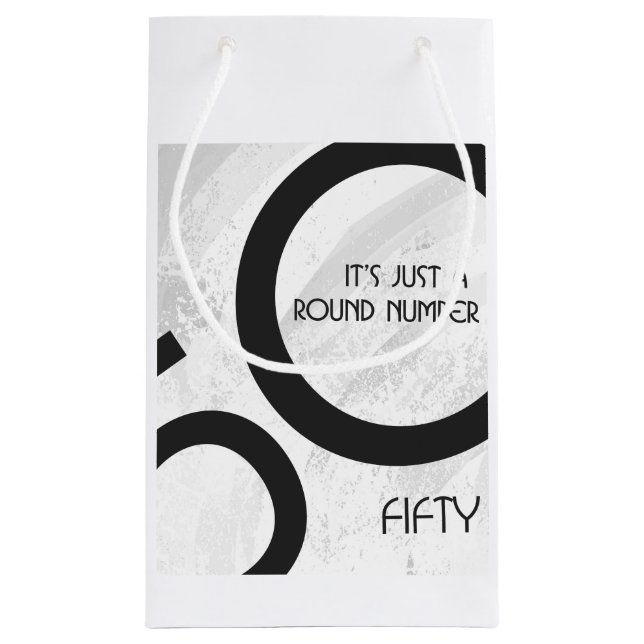 Bolsa De Regalo Pequeña White 50 Decade Cumpleaños (Reverso)