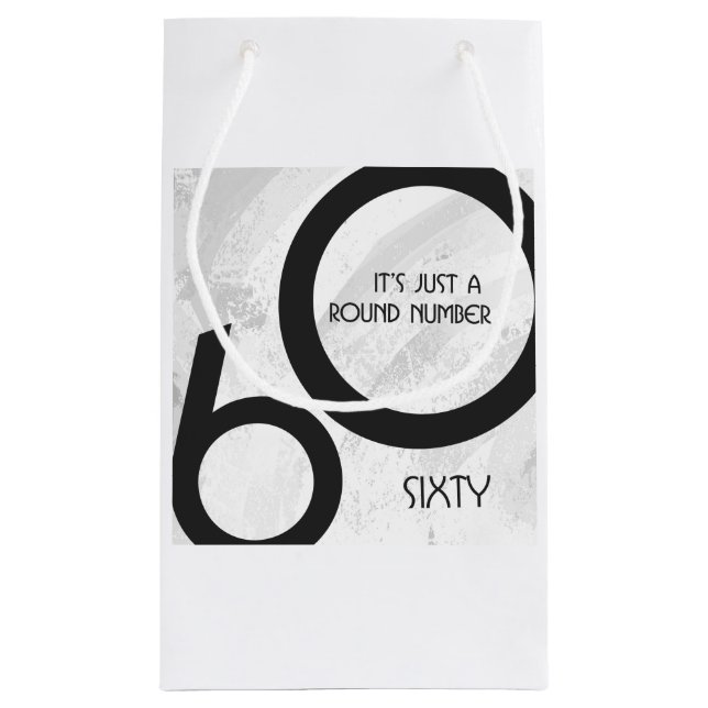 Bolsa De Regalo Pequeña White 60 Decade Birthday (Reverso)