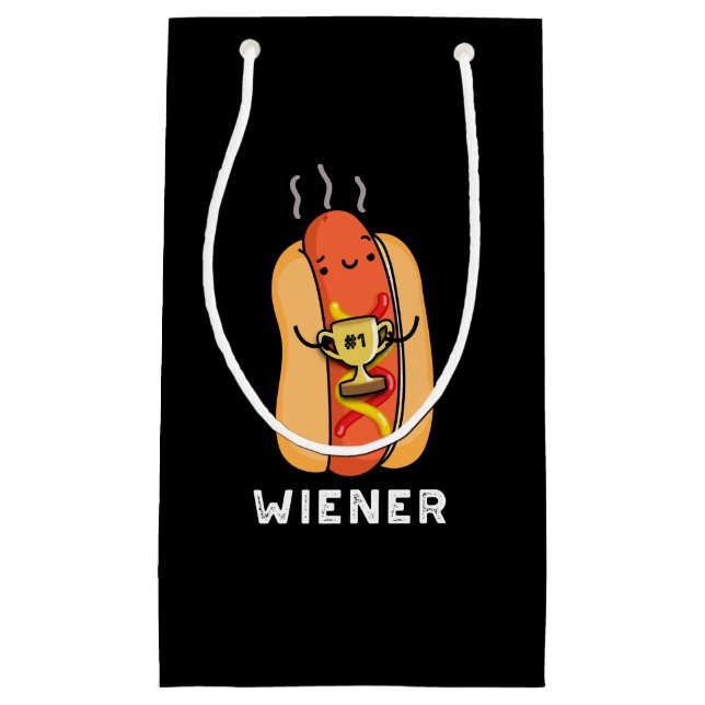 Bolsa De Regalo Pequeña Wiener Funny Sausage Pun Dark BG (Anverso)