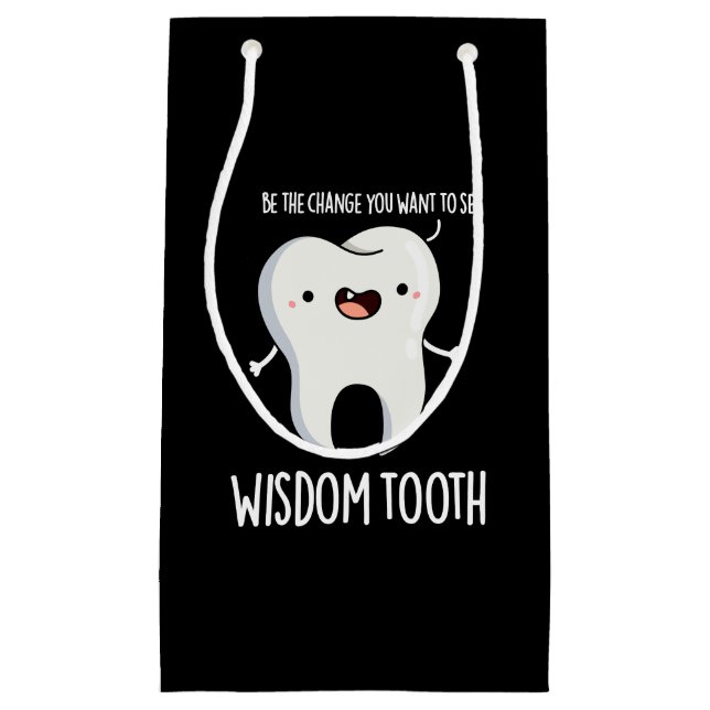 Bolsa De Regalo Pequeña Wisdom Tooth Funny Dental Wise Tooth Pun Dark BG (Anverso)