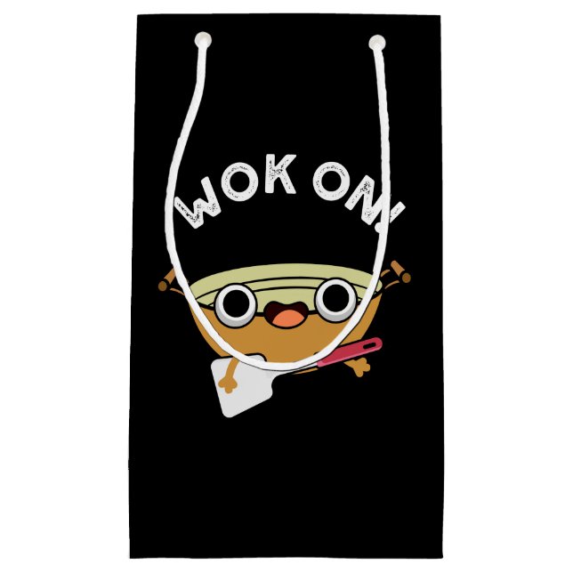 Bolsa De Regalo Pequeña Wok on Funny Chinese Cooking Pun Dark BG (Anverso)