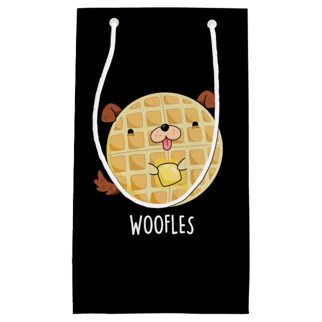 Bolsa De Regalo Pequeña Woofles Divertido Doggy Waffle Pun Dark BG (Anverso)