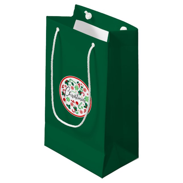 Bolsa De Regalo Pequeña Wreat de navidad verde rojo (Angulo Anverso)