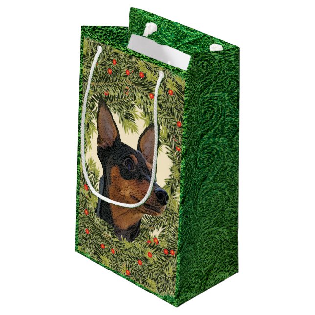 Bolsa De Regalo Pequeña Wreath de Pinscher en miniatura (Angulo reverso)