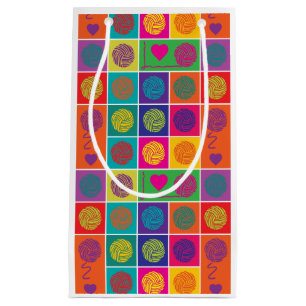 Bolsa De Regalo Pequeña Yarn, Yarn, Yarn Block Pattered