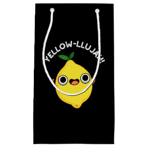 Bolsa De Regalo Pequeña Yellow-llujah Funny Lemon Pun Dark BG
