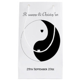 Bolsa De Regalo Pequeña Yin Yang Boda De Corazón Blanco Y Negro